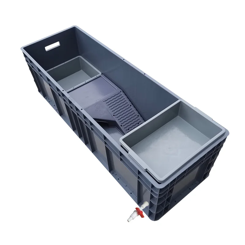 Heavy-Duty Turtle Tank with Basking Platform - Large Plastic Aquarium for Reptiles, Waterproof Fish Pond with Drainage System - Detail 1