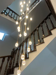 Crystal Chandelier Modern Villa Living Room Chandelier Hanging Lamp LED Crystal Lamp Exhibition Hall Staircase Pendant Lamp