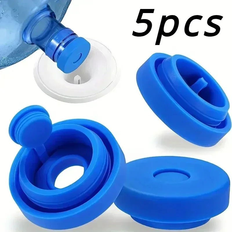 5pcs 5 Gallon Water Jug Lids Replacement Water Jug Caps, ReusableSilicone Leak Proof Jug Lid For 55mm Bottles