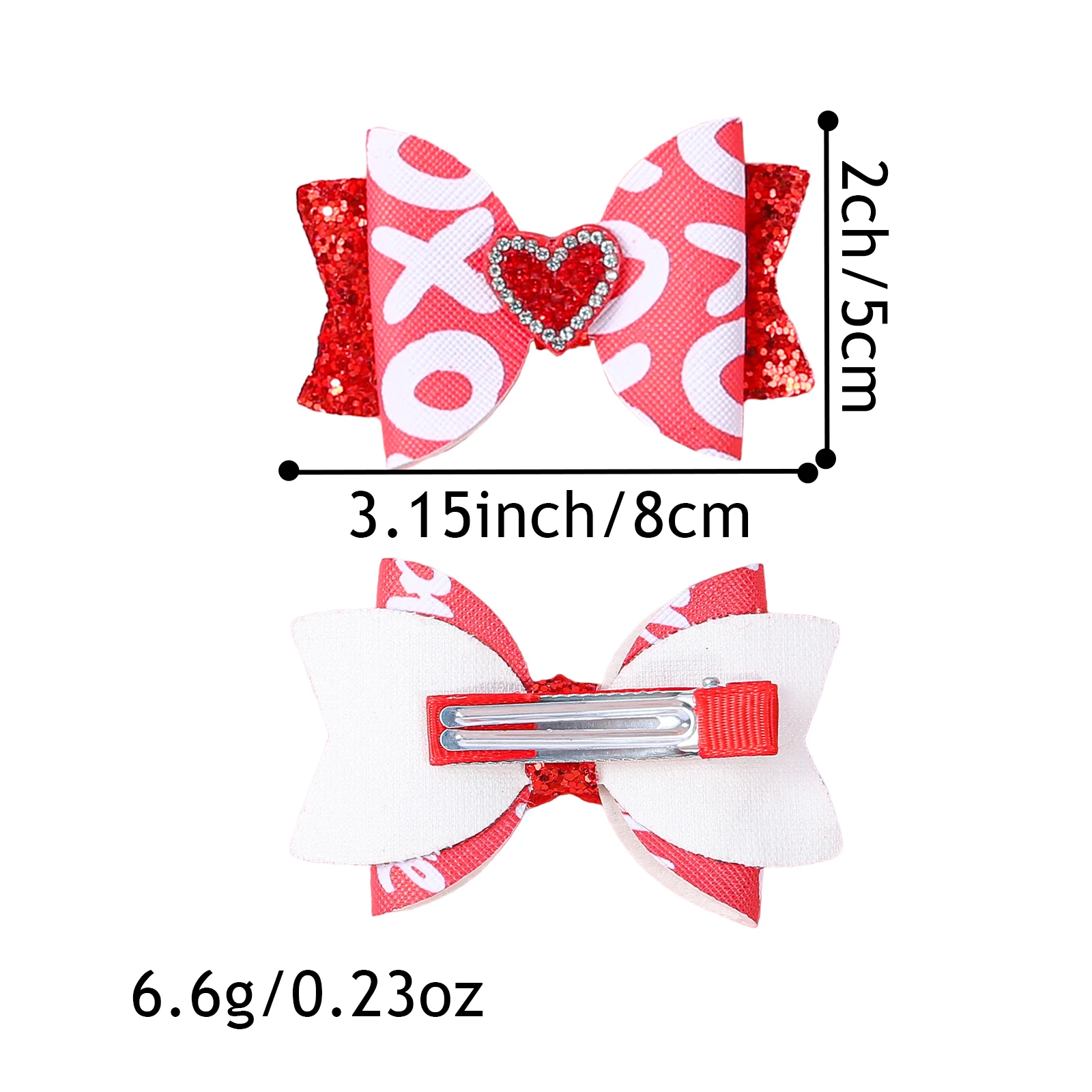 5/10/20 pieces, Valentine's Day heart-shaped pattern bow hair clip, diamond heart-shaped decoration bow hair accessory.