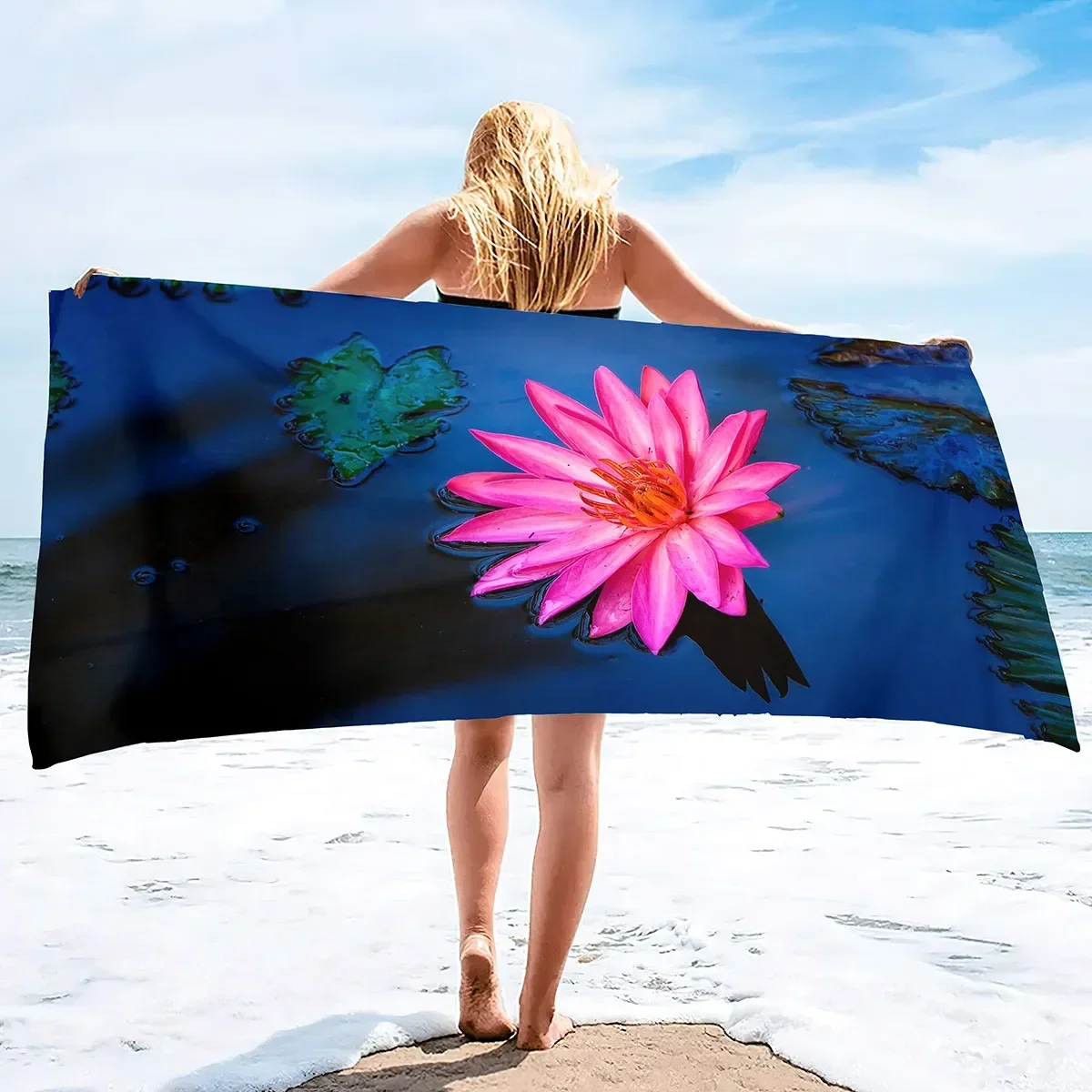 Oversize Beach Towel Clearance Towels,Water Lily Cool Travel Pool Towel, Quick Dry Sand Free Beach Towels Ideal Gift for Women