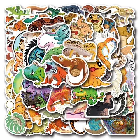 10/30/50/100Pcs Cute Fat Tail Gecko Lizard Cartoon Stickers Kawaii Animal Decal DIY Skateboard Suitcase Laptop Funny Sticker Toy