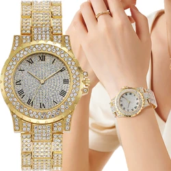 New Fashion Women's Watch Metal Strap Luxury All Star Rhinestone Metal Strap Quartz Watch for Women Timepiece