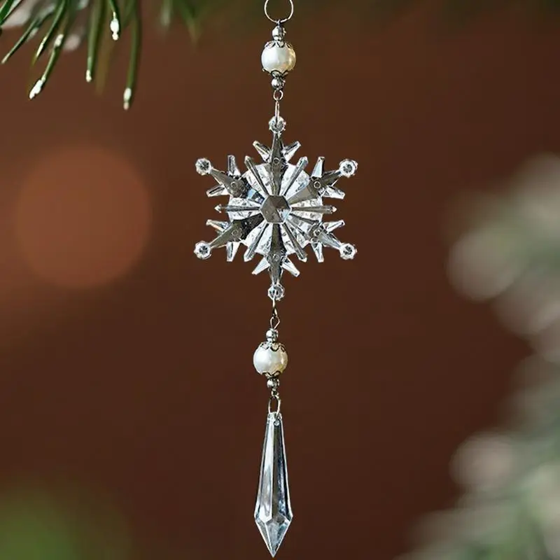 Decorações decorativas do floco do neve para a árvore de Natal, pendente, acrílico