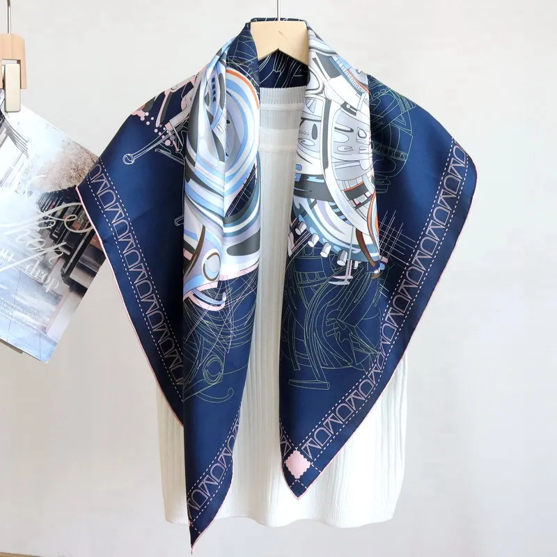 

Высококачественный элегантный женский изысканный механический принт с лошадью, качество 14 мм, саржевый шелк, большой шарф с ручным скрученным краем, шаль