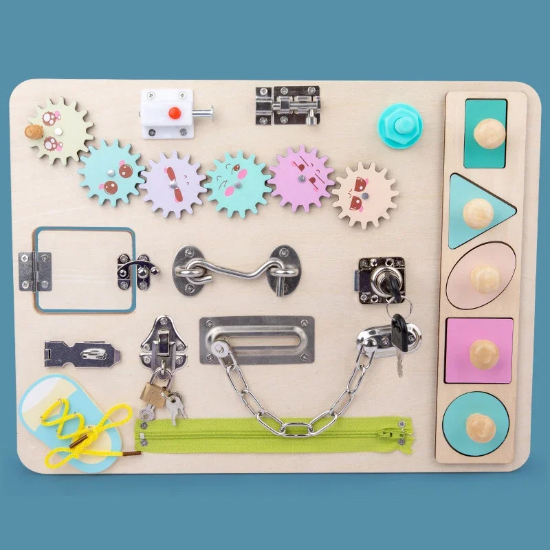 Kids Montessori Training Ability Shape Toys Match Lock Cognition Puzzle Early Educational Unlock Perception Toy Gifts 