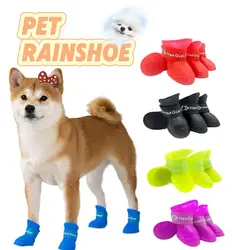 4Pcs Pet WaterProof Rainshoe Anti-slip Rubber Boot For Small Medium Large Dogs Cats Outdoor Shoe Dog Ankle Boots Pet Accessories