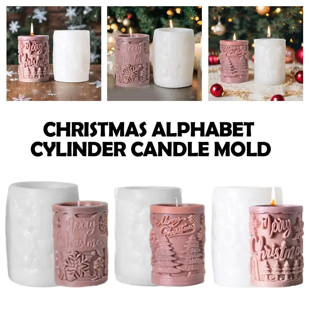 3D Christmas Tree Elk Relief Cylinder Candle Silicone Cylinder Christmas Mold Tools Fragrance Candle Merry Making Molds Let V8W1