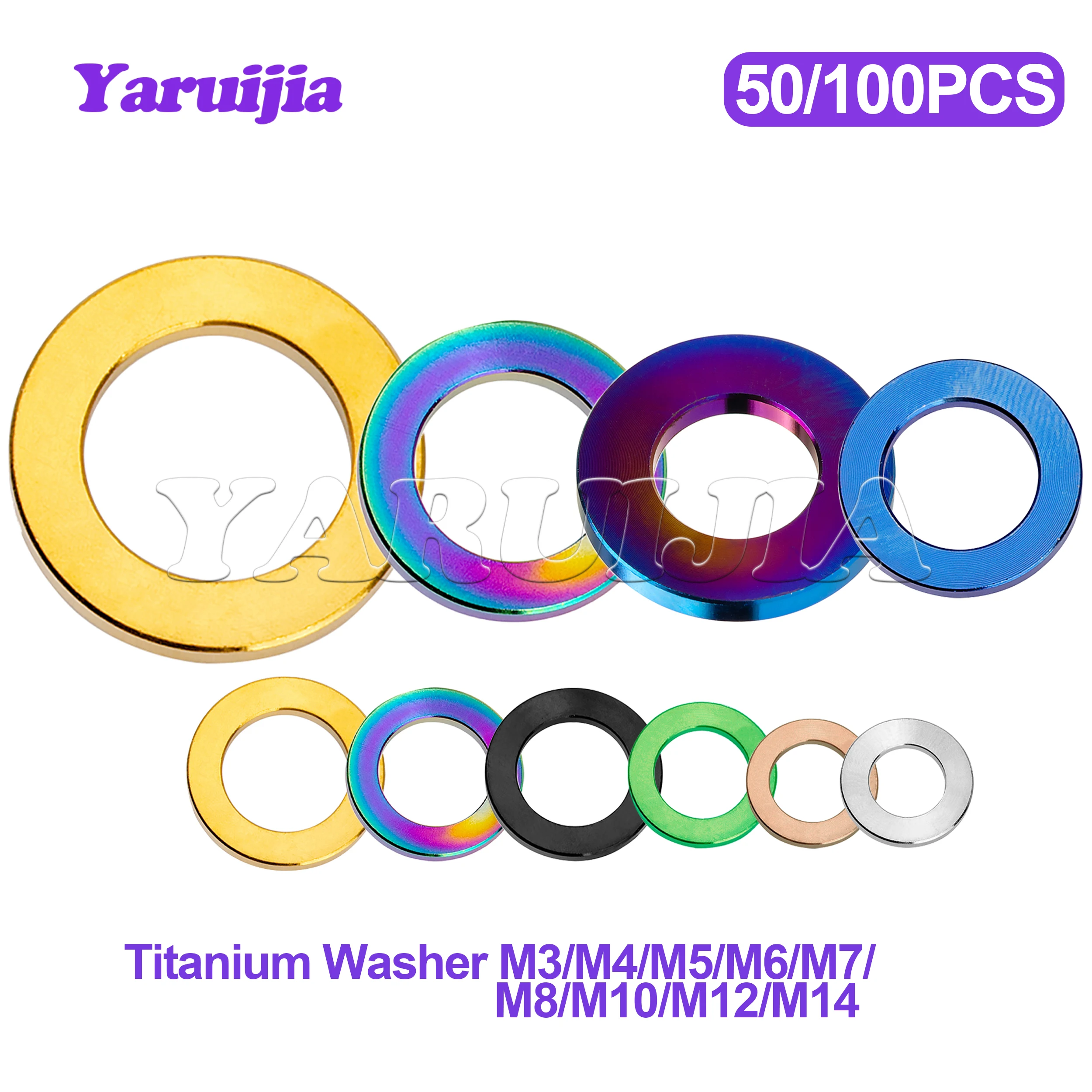 

Yaruijia Titanium alloy washer M3/M4/M5/M6/M7/M8/M10/M12/M14 universal screw DIN912 bolt flat washer direct sales 50/100 pcs
