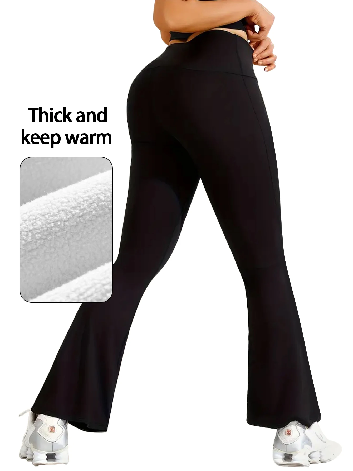 سراويل نسائية، سراويل حرارية، مبطنة بالصوف، سراويل Bootcut، سراويل تزلج شتوية Y2K، سراويل حرارية عالية الخصر، رفع المؤخرة