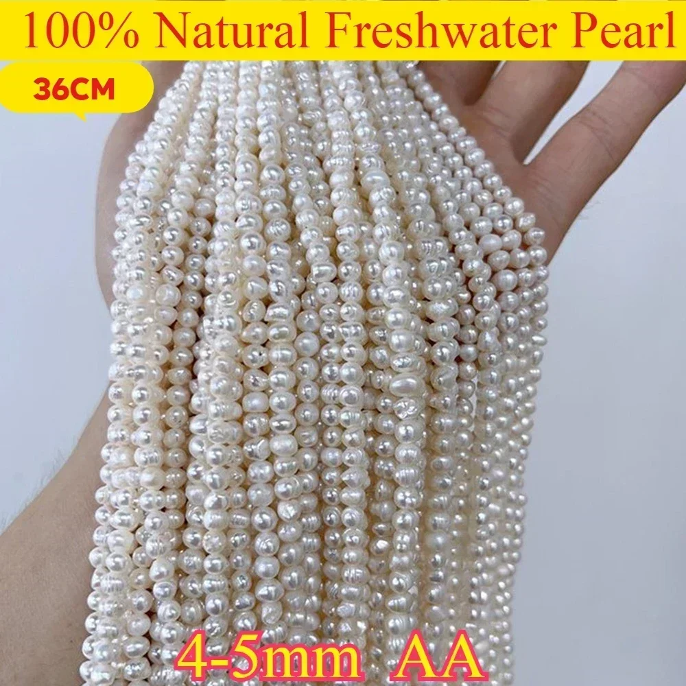 4-5mm AA High Quality Natural Freshwater Pearl Punch Loose White Purple Bead  for DIY Elegant Necklace Bracelet Jewelry Making