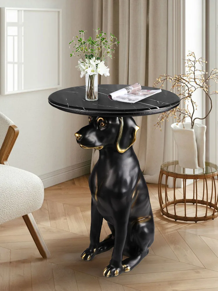 طاولة جانبية على شكل حيوان كرتوني على الطراز الاسكندنافي ، تمثال كلب ، طاولات قهوة مبتكرة ، هدية للمنزل المنزلي ، ديكور أرضي