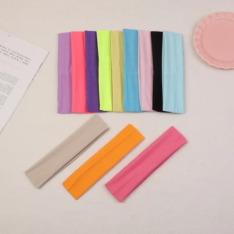 Vendita calda Tinta unita Fascia ad alta elasticità Accessori per capelli per esercizi di yoga Accessori per foulard che assorbono il sudore Bordo largo