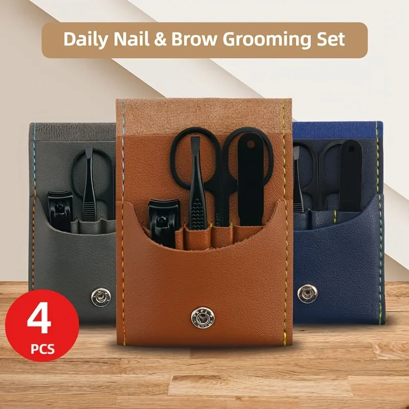4 قطعة العناية بالجمال مسمار كليبرز ملف الأظافر الحاجب الملقط مقص الجمال المنزل التشذيب أداة مجموعة متعددة الوظائف أربع قطع عدة