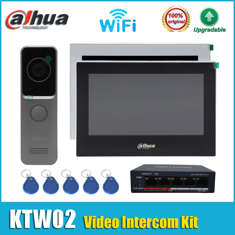 Original Dahua KTW02 Wi-Fi VTO2311R-WP and VTH2621G-WP Wireless Video Intercom Kit Villa Door Station & IP Indoor Monitor