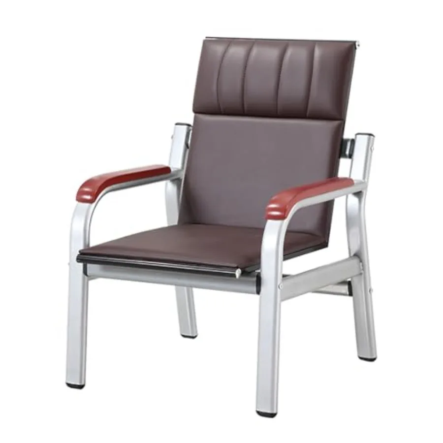 

Stylish Solid Wood Waiting Room Chair - Leather Guest Bench for Office, Airport, Barbershop - Comfortable Reception Seating
