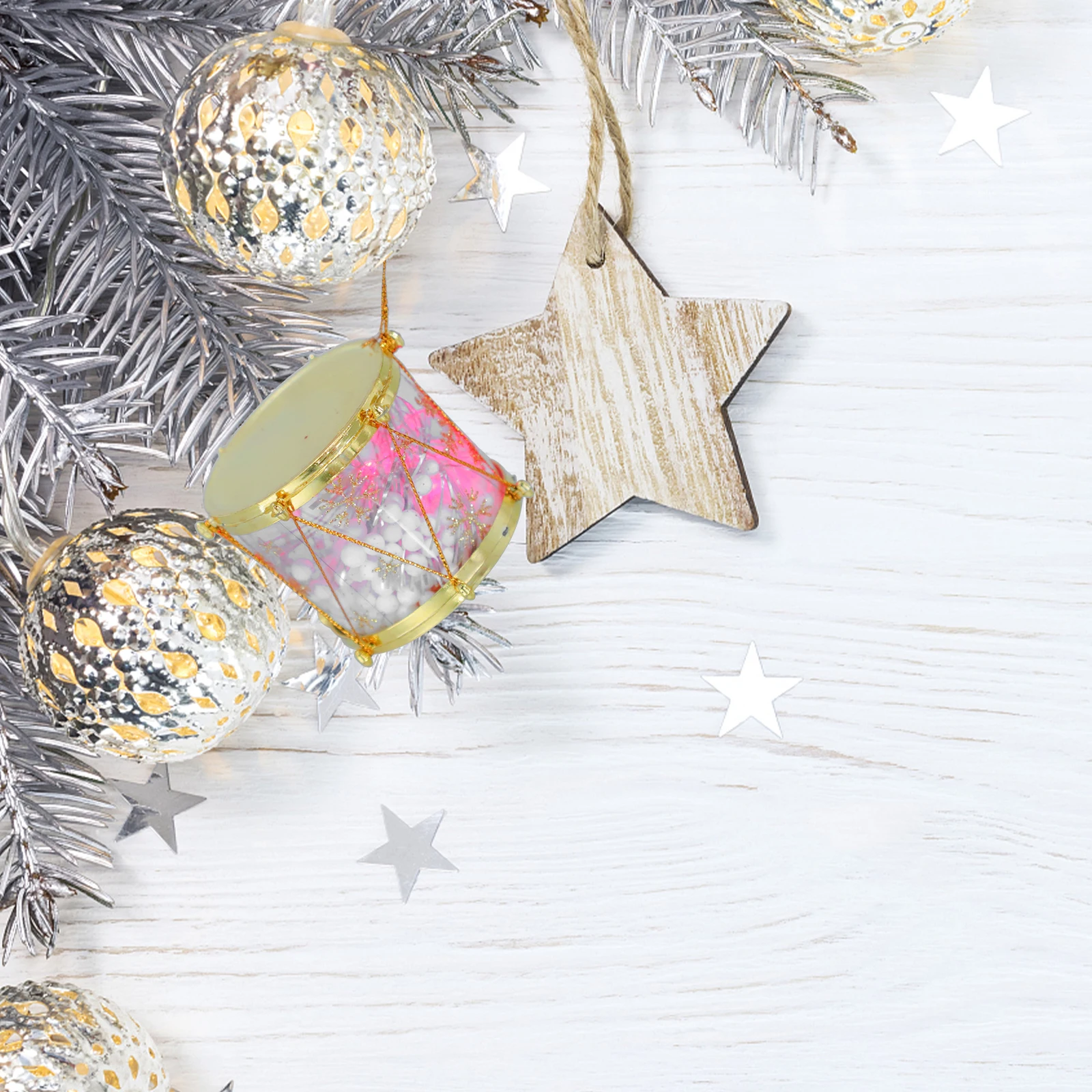 

6Pcs Christmas Drum Decor Plastic Hanging Pendant for Xmas Tree Party Wedding Anniversary Home Decor Festive Atmosphere