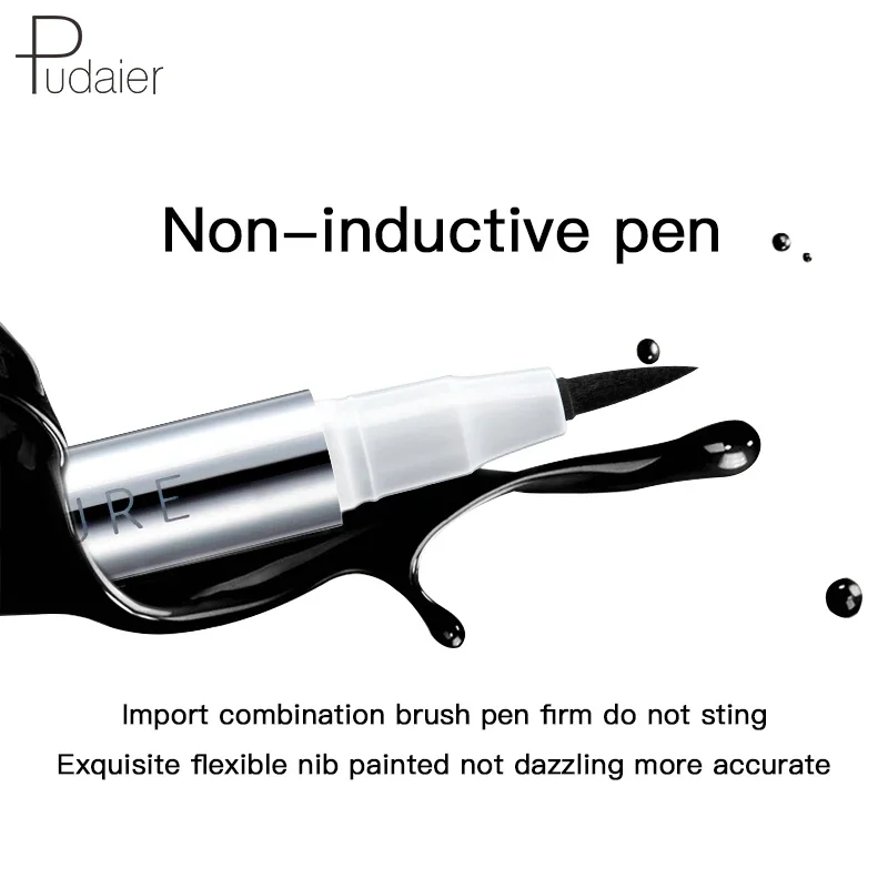 Pudaier Make Up Black Liquid Eyeliner Pen Waterproof Eyeliner Makeup Long-lasting Liquid Quick Dry Natural Eye Liner Pen Pencil