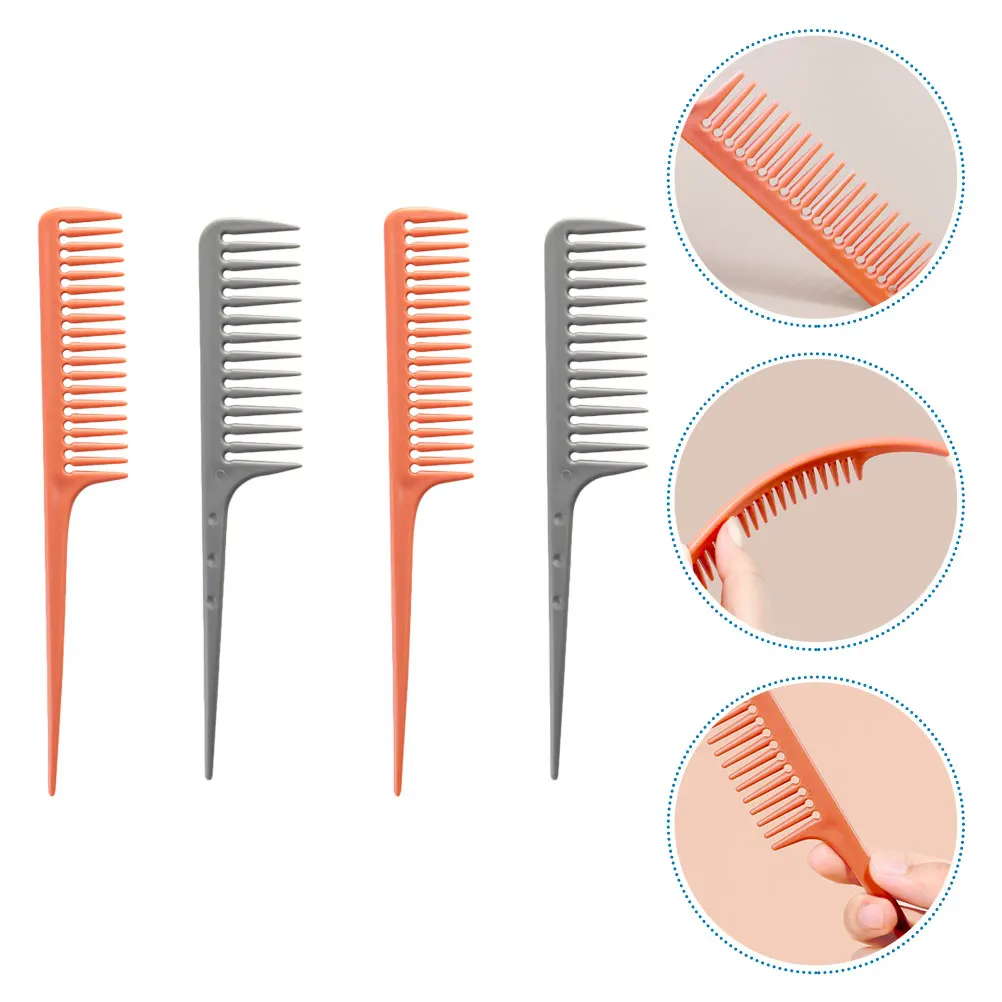 

4 Pcs Pintail Combs Hairdressing Plastic Barber Salon Straighten Durable Lightweight Practical Clever Design Thin Handles