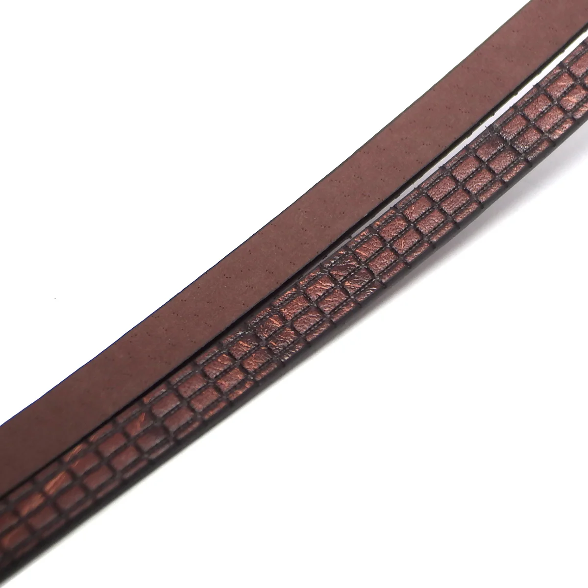 45inch Rectangle Embossed Leather Cord,10mm Brown Leather Strip,Three-Dimensional Texture Bracelet Making,Craft Cord