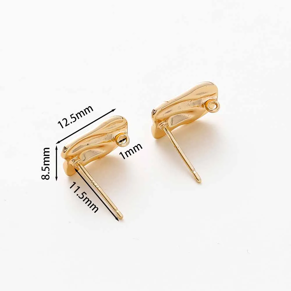 2/4pcs 8*13MM 18K Gold Color Plated Irregular Shape Earrings Stud Earring Findings For DIY Earrings Jewelry Making Accessories