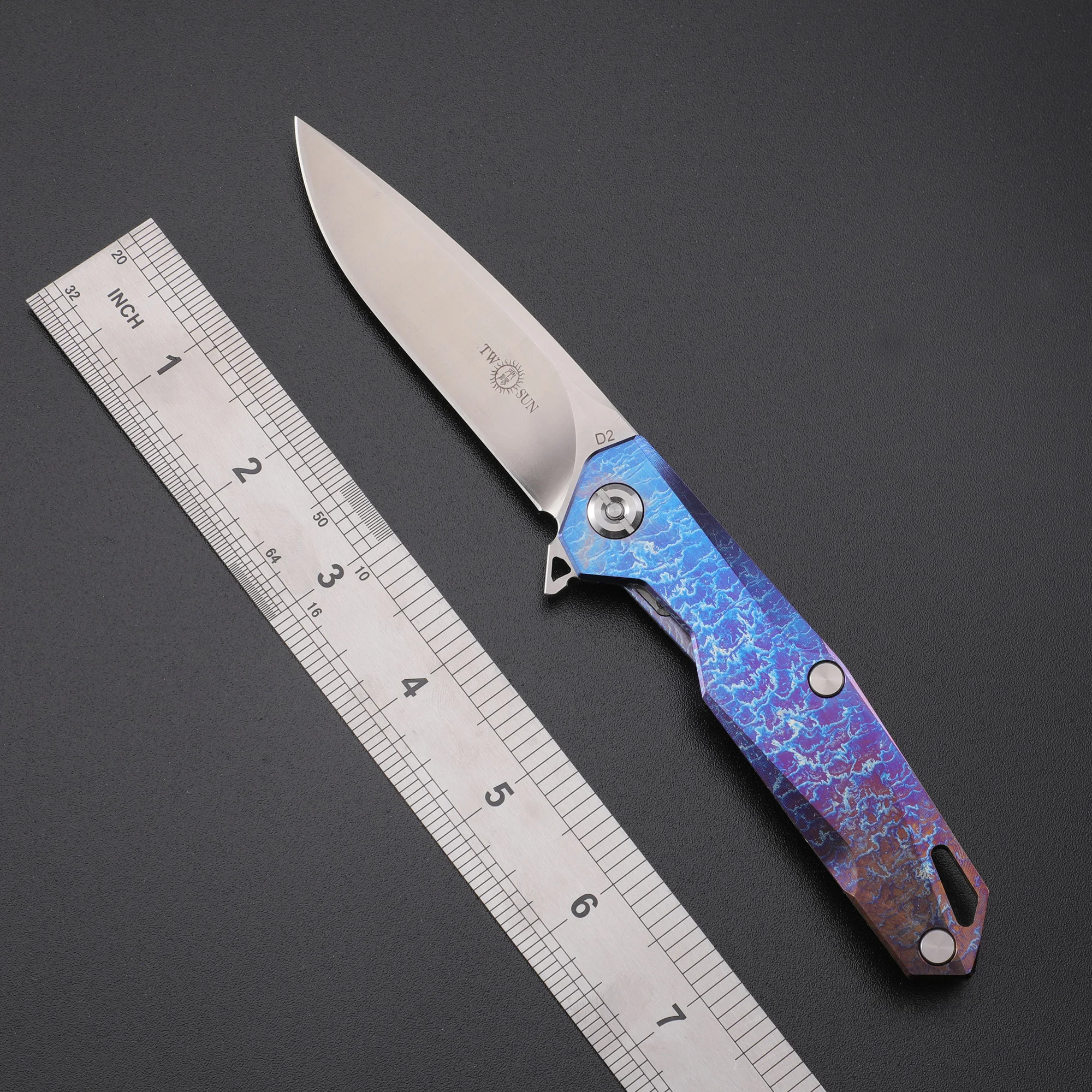 

TWOSUN TS21 Folding Knife D2 Steel Titanium Handle Outdoor Camping Hunting EDC Pocket Tool Fishing knife Stainless Steel