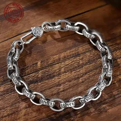 Six-character authentic Tibetan chain pure hand-woven S925 sterling silver bracelet does not rust, does not fade, is not allergi