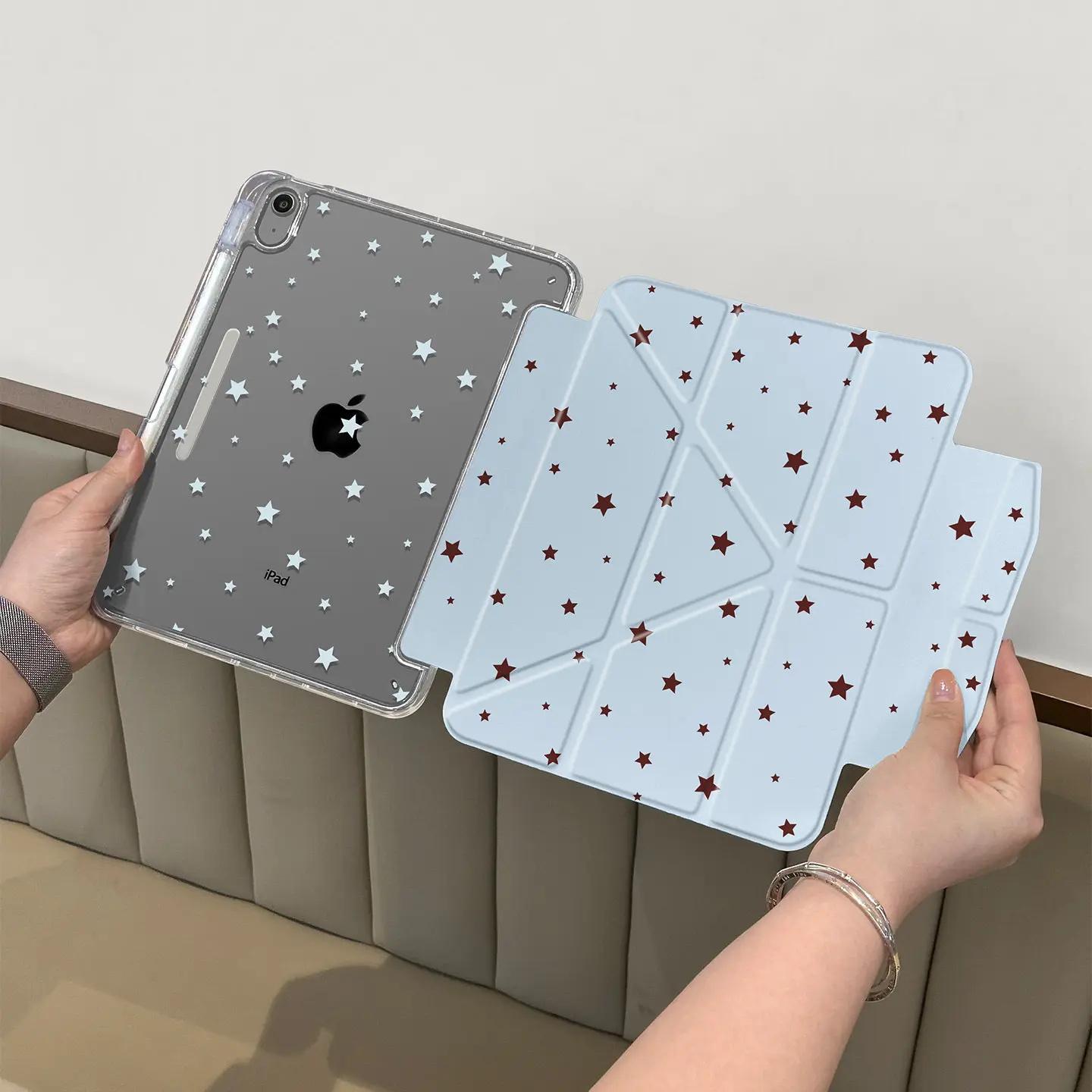 Star Polka Dots TabletCase For iPad Air 11 iPad 10th 11th A16 9th Mini6 7 13in iPad Pro11 4 5 10.9in 12.9 M2 M3 M4 M5 Holder