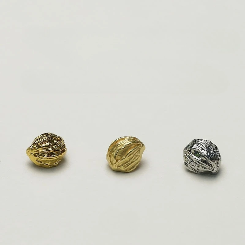 5pcs Creative Walnut Shaped Buttons 12mm Small Metal Shank Buttons Women's Clothing Ornaments