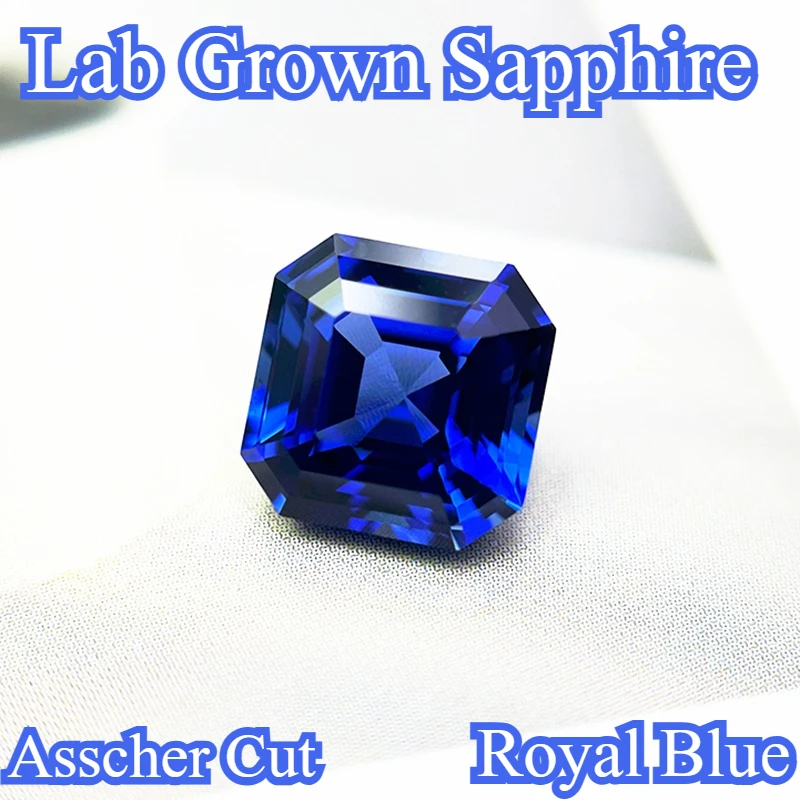 

Hot Sell Lab Grown Sapphire Asscher Cut Royal Blue Multiple Size Top Quality for Diy Jewelry Making Selectable AGL Certificate