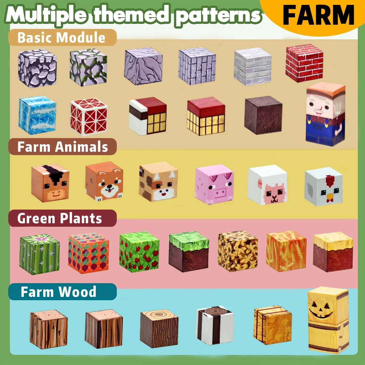 Magnetyczne klocki konstrukcyjne Farma dla dzieci chłopców i dziewczynek od 3 lat Zestaw kubków magnetycznych STEM Montessori Zabawka sensoryczna