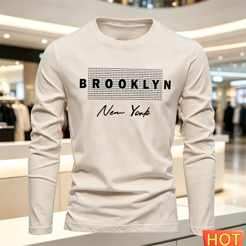 Cotton Comfort Men's Casual Long sleeved T-shirt New Autumn Winter Versatile T-shirt Letter loose men's hoodie tops men clothing - view 6