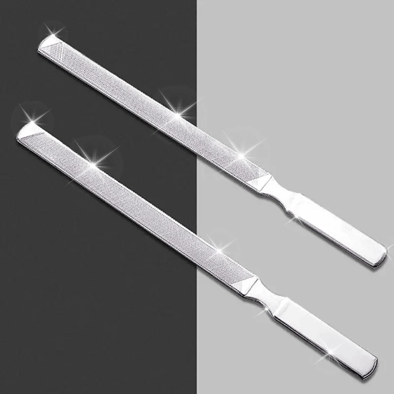 2pcs Professional-grade stainless steel double-sided nail file - formaldehyde-free, odorless, suitable for salon and home use.