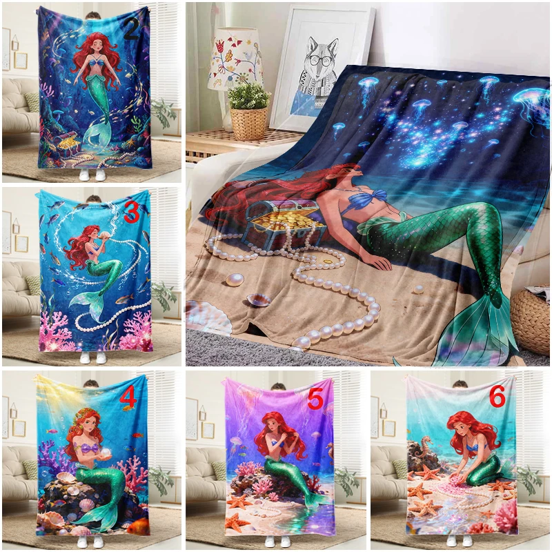 

Disney Little Mermaid Jellyfish lamp Blanket Flannel Throw Warm Sofa Bed Cover Home Decor