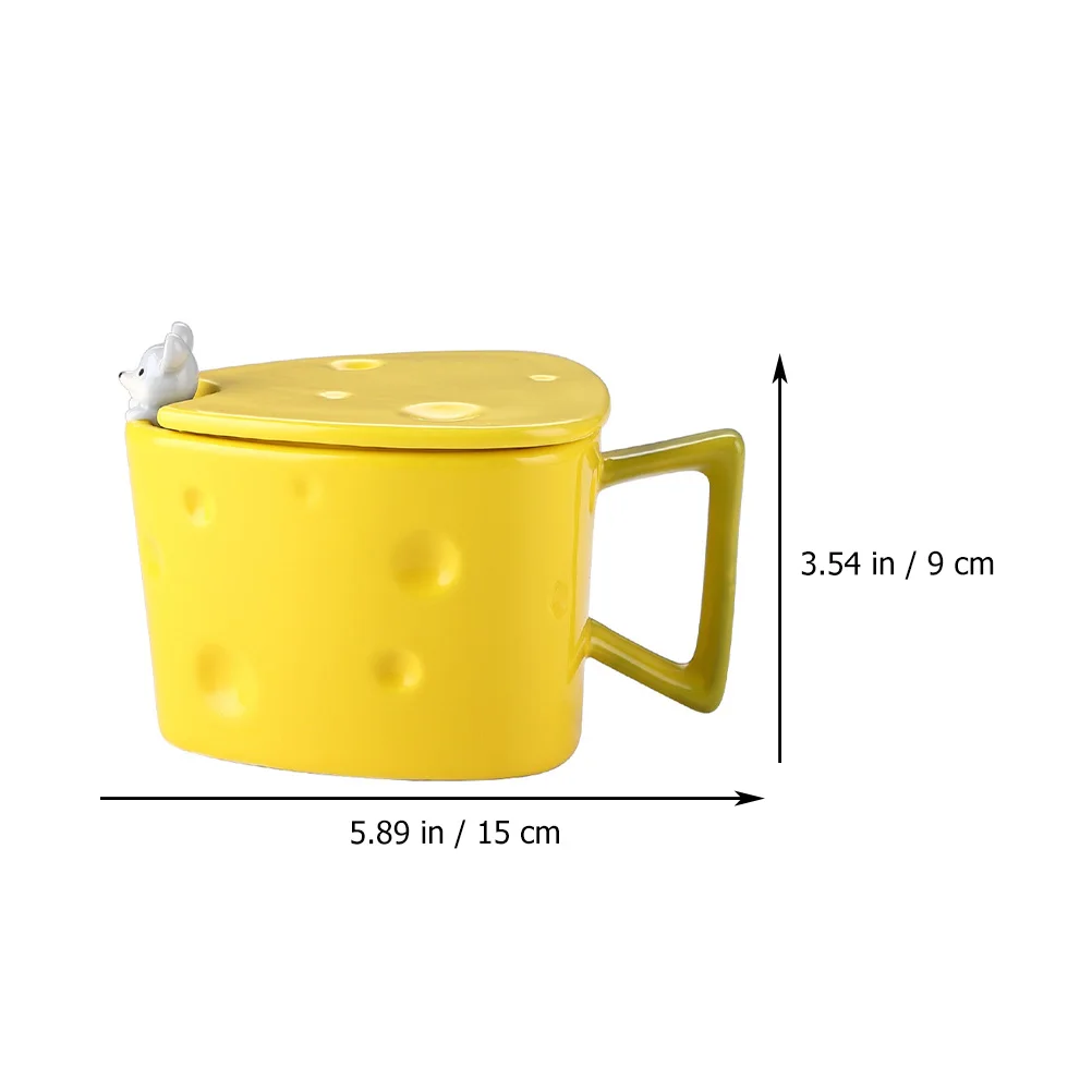 

1Set Stylish Cheese Shaped Ceramic Mug with Lid for Hot Cold Beverages Easy to Clean Small Size Ideal for Gifts