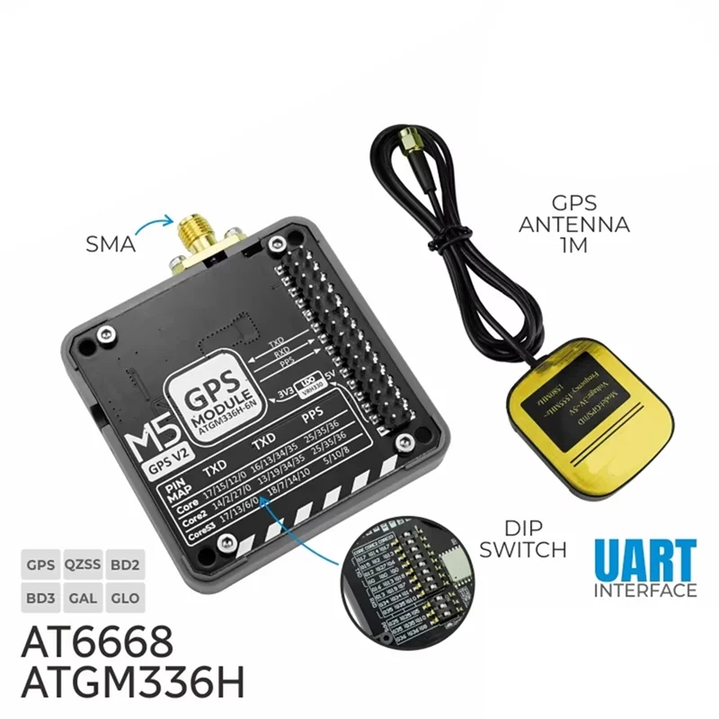 ABJF-For M5stack GPS Module V2.0 With External Antenna (AT6668)