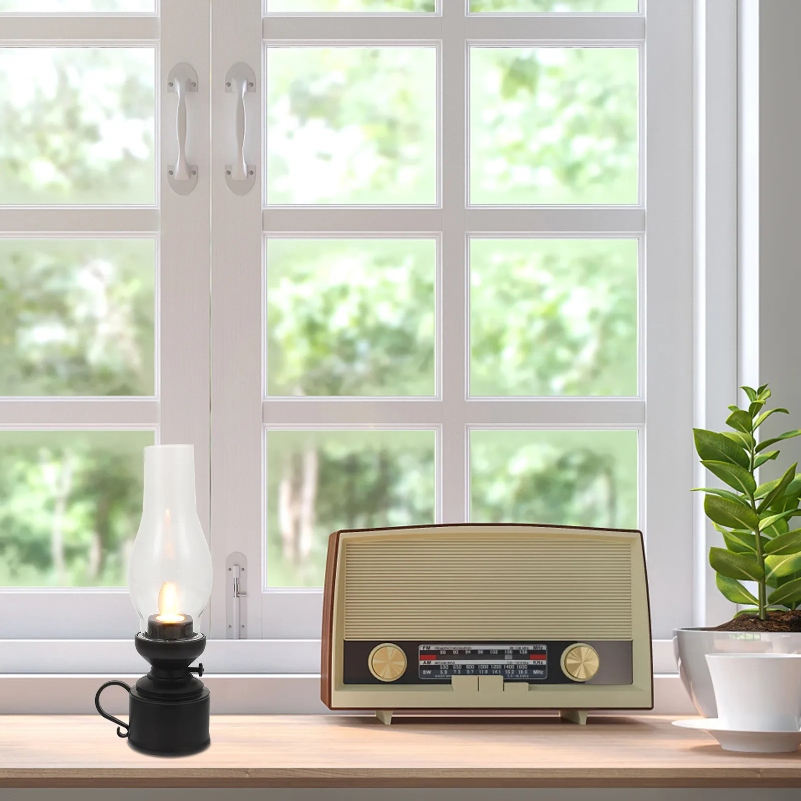 

Vintage LED Light Unique Desktop Decor with Realistic Flame Effect Ideal Gift for Family Friends Home Holiday