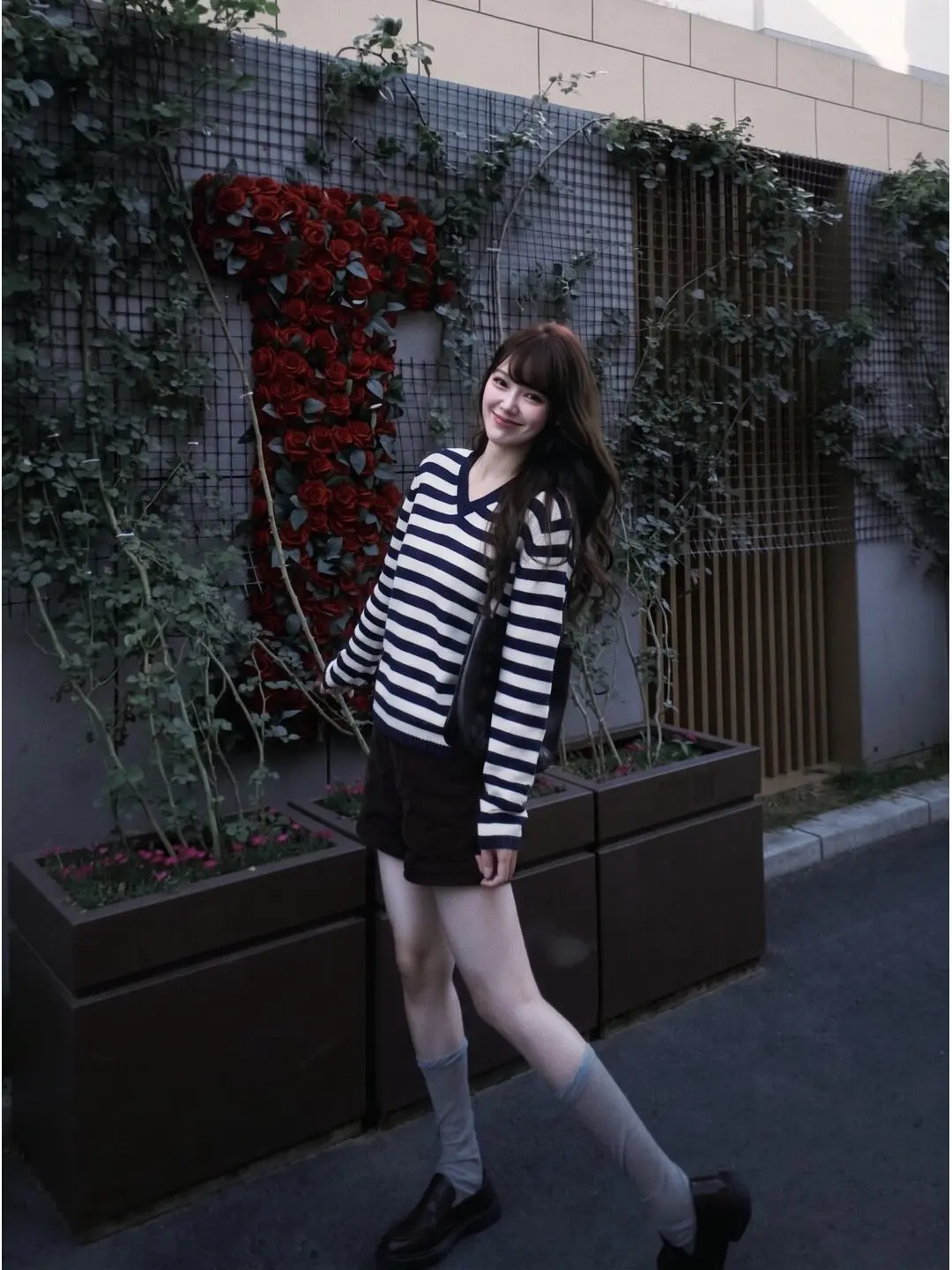 Korean Style Striped V-Neck Color Block Sweater Women's Slim Fit Autumn Top Casual Fashion Long Sleeve round Neck Warmth