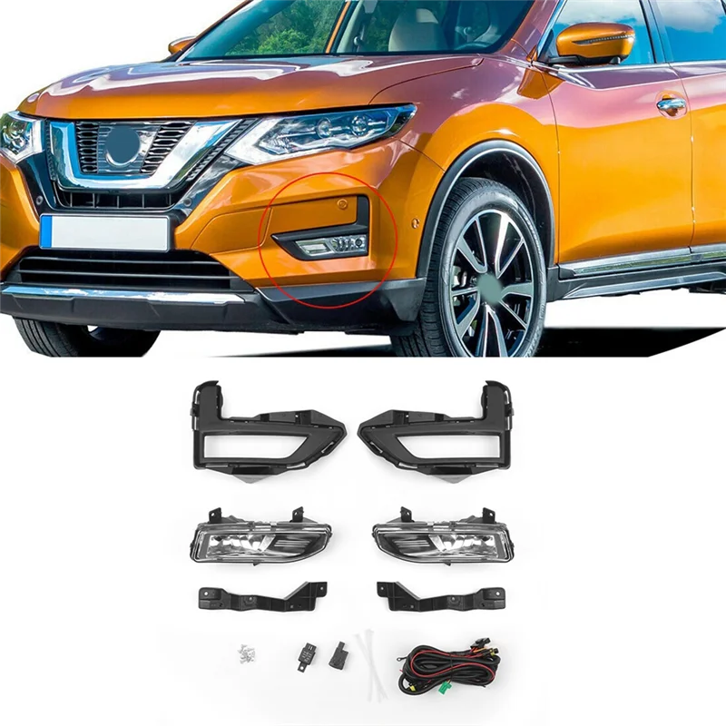 

Front Bumper Fog Lights Lamps Set With Switch Relay Bezel Wires For Nissan Rogue X-Trail 2017-2020 269156FP0A 269106FP0A
