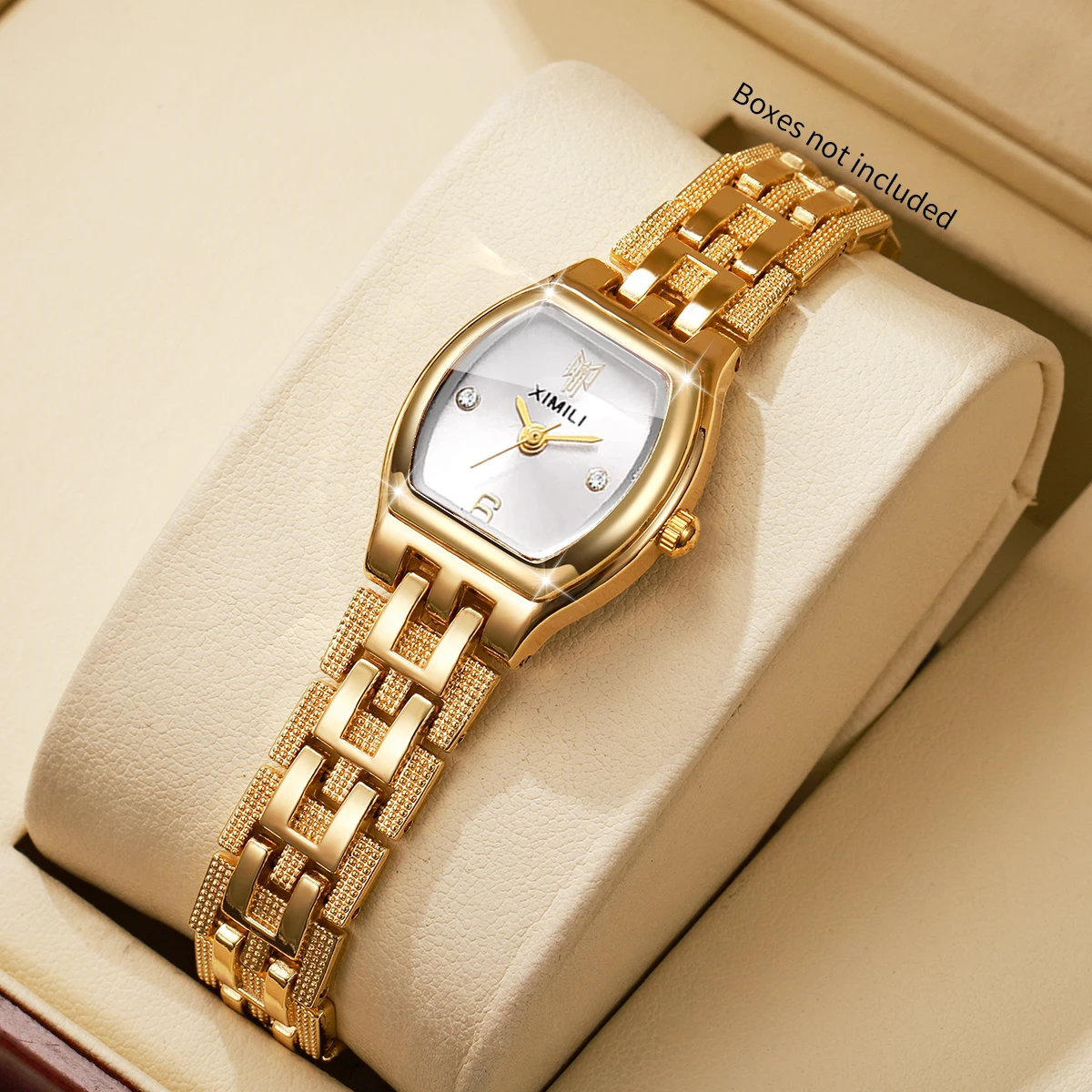 Fashion Tonneau Dial Women Watches Stainless Steel Bracelet Strap Ladies Dress Quartz Wristwatch Relogio Feminino（Without Box）