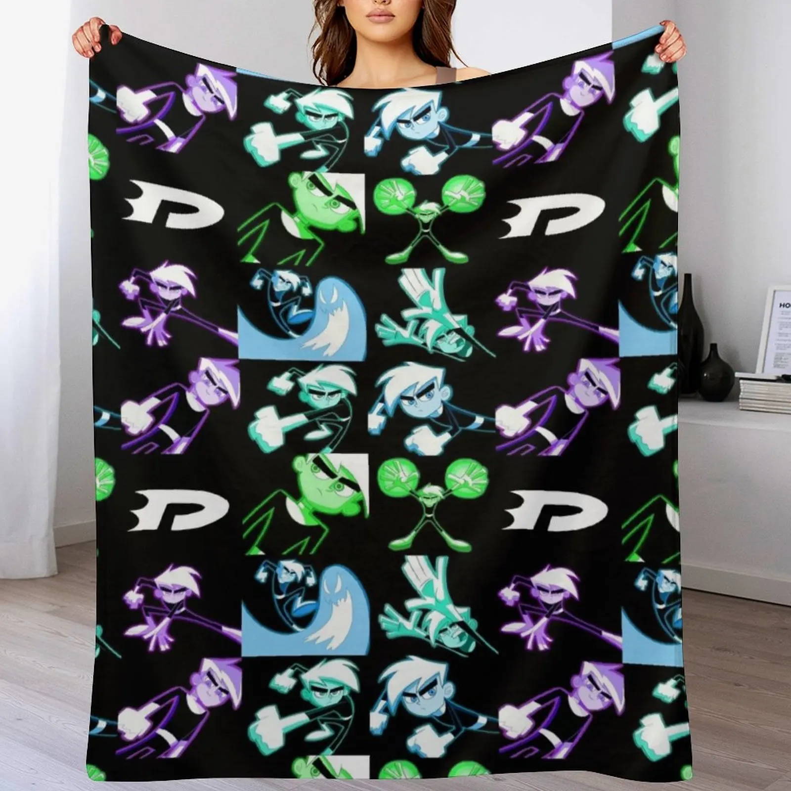 

Danny Phantom Glow Poster Throw Blanket blankets and throws Soft Plaid Flannel Blankets