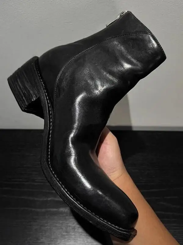 

Men's Boots Chelsea Heightening Retro Briti Sle arp Head Thi Bot ow Model Faion Boots Winter ort Tube
