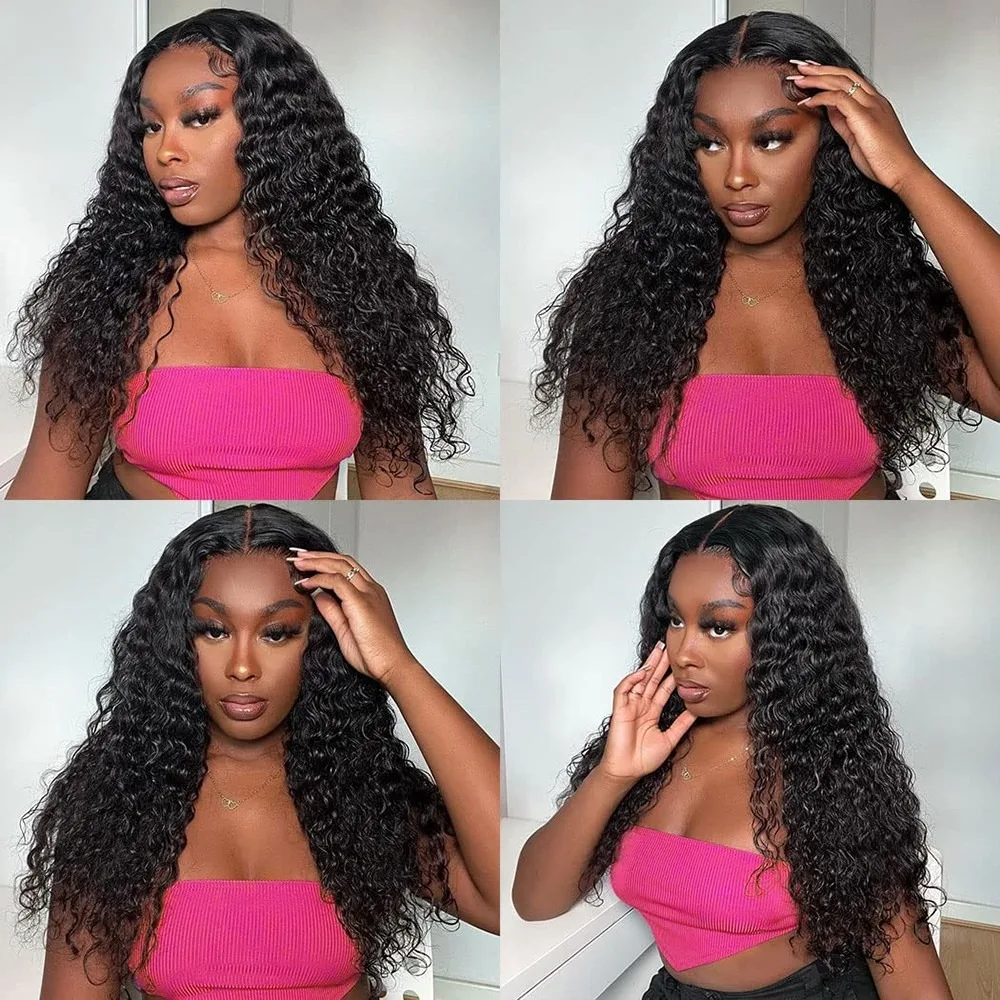 40 Inch Curly Water Wave Human Hair 13x6 Hd Lace Frontal Wigs Black Brazilian 13x4 Lace Front Wig Cheap On Sale Clearance image 5