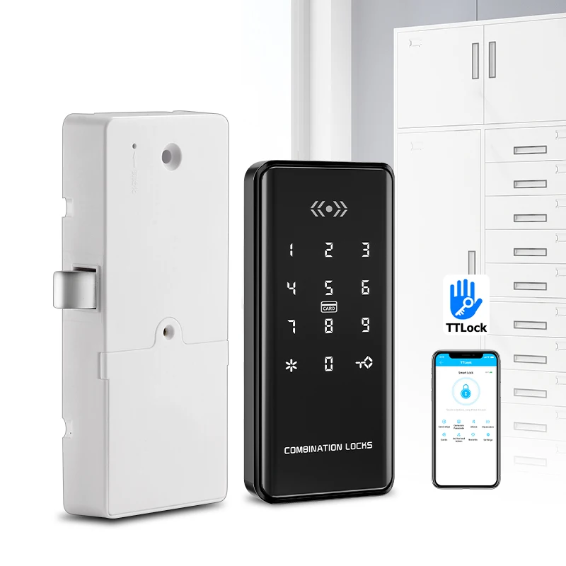 TTlock APP Smart Cabinet Lock Office Storage Fingerprint Drawer Password 13.56mhz RFID Card  for Sauna GYM Resort
