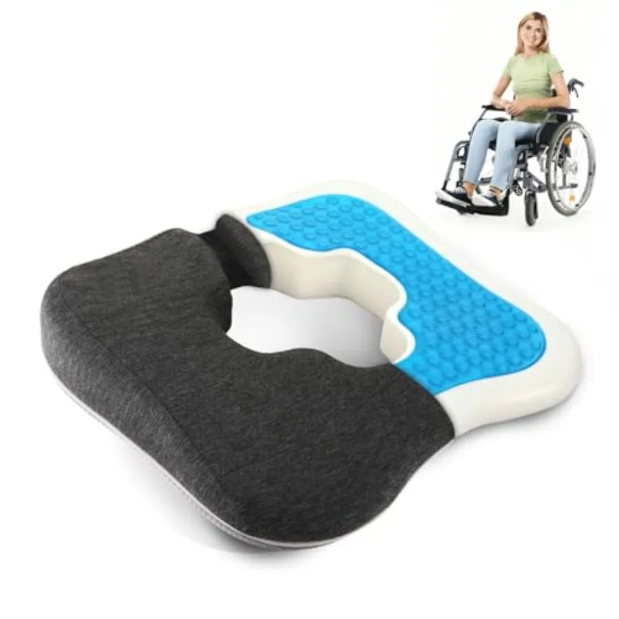 

Gel Wheelchair Cushions for BedSores PreventionBed Sore Pad Cushion for Butt - Pain Relief for Long Sitting and Relieve Sciatic