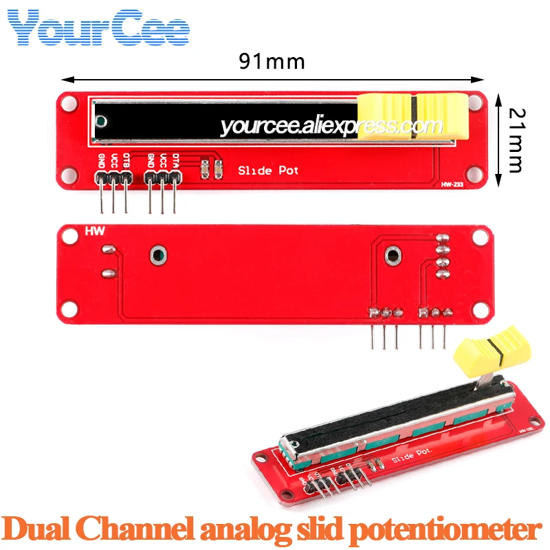 Dual Channel Analog Slide Potentiometer 10K Linear Module Dual Output for Arduino 3.3V 5V AVR Electronic Block DIY