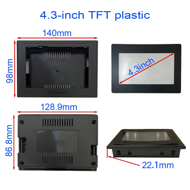 Caixa de plástico shell para tela do módulo de exibição LCD TFT de 3,5 / 4,3 / 5/ 7 polegadas