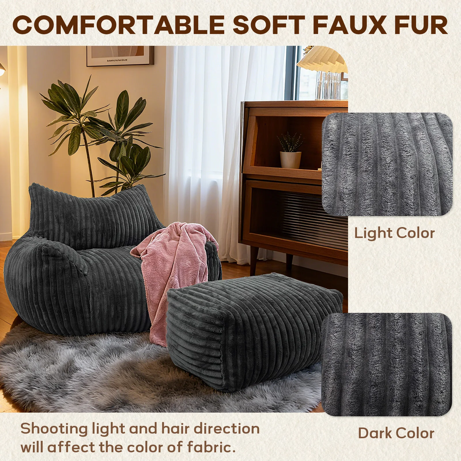 Reading Chair Bean Bag Chairs for Adults, Living Room Furniture, BeanBag Density Foam Couch, Floor Lazy Soft