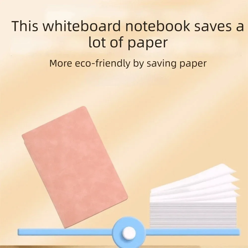 Draft Notebook PU Leather Cover Whiteboard Set Erasable Marker Pen Reusable Notebook Wipe Cloth A5 Size Memo Notepad Home Use