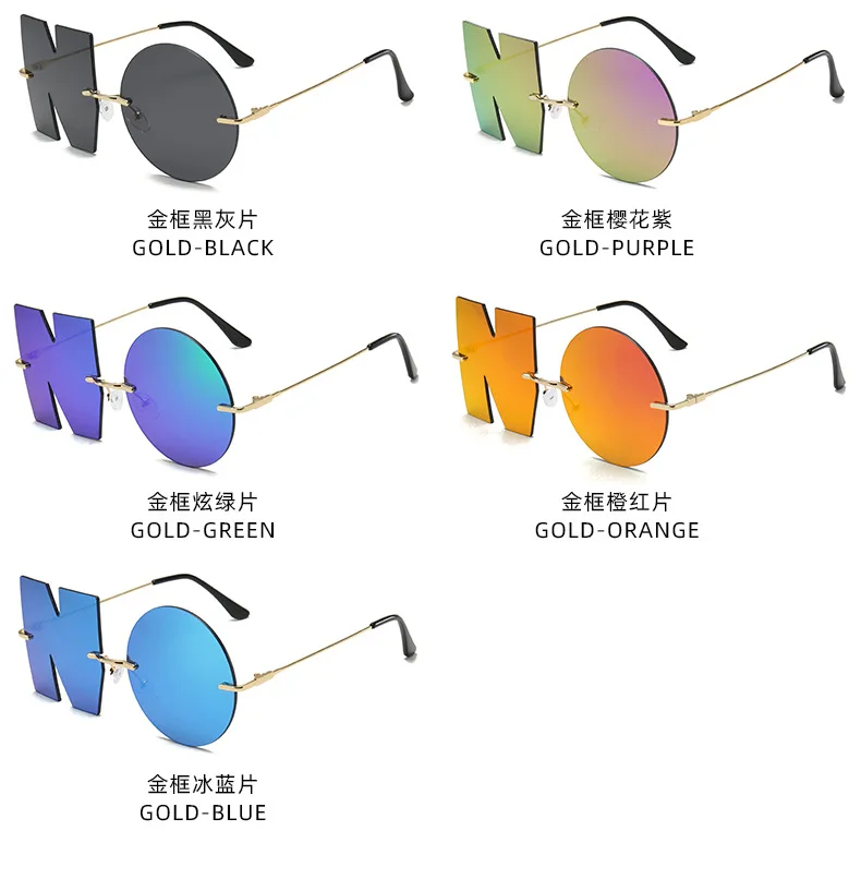 �NO"! Styling-Sonnenbrillen, modische Sonnenbrillen, Metall-Brillengestelle, bunte Brillengläser, Alien-Brillen – Detail 6